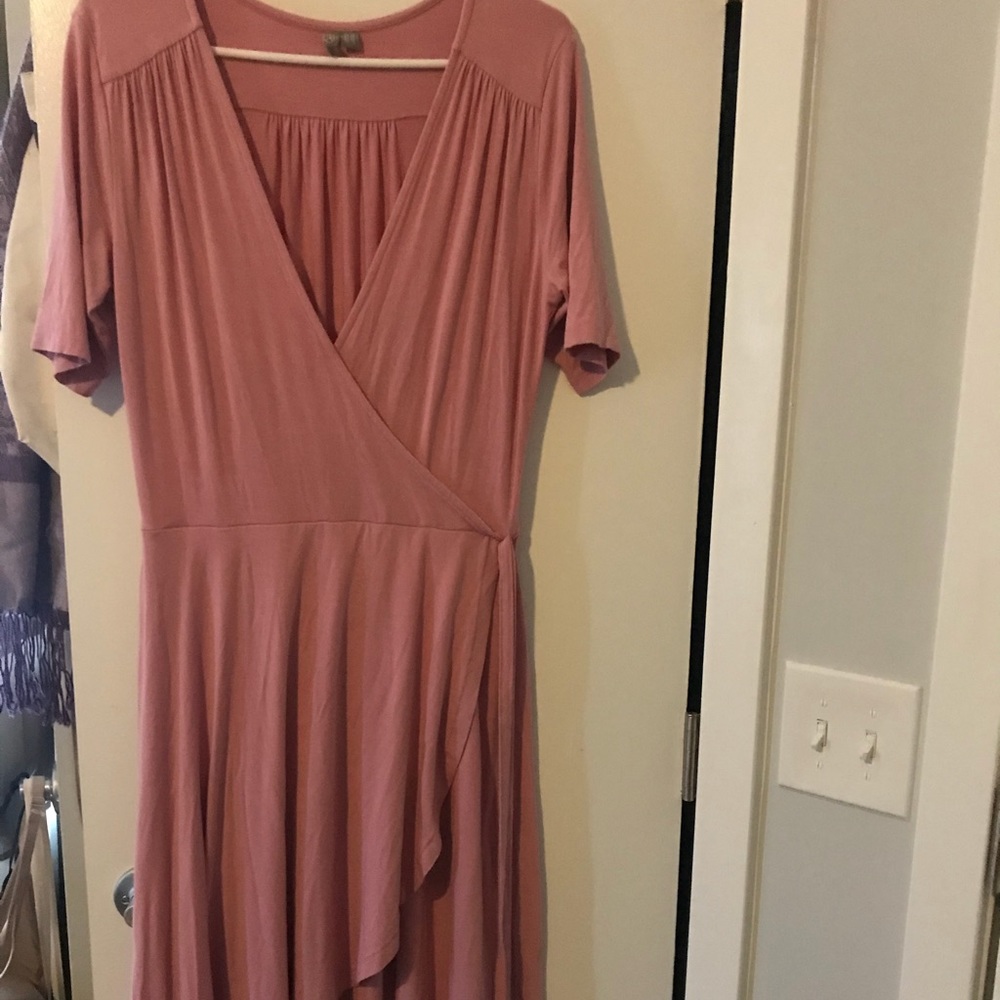 ASOS Pink Tea Faux Wrap Dress Size 10